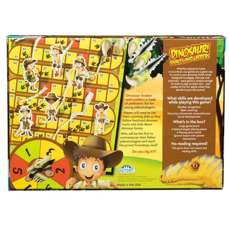 Outset Media Dinosaur Snakes and Ladders Preschool Game - No Reading Required - Early Learning Basic Couting Game for Kids Ages 3 and up - for 2 to 6 Players by Outset - Image 3